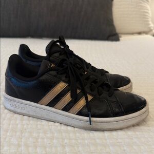Adidas Black with Gold Stripes Shoes